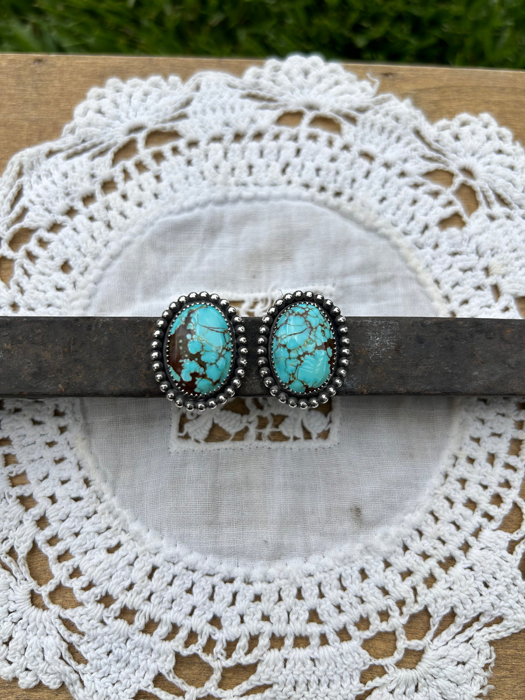 Number 8 Turquoise Oval Earrings