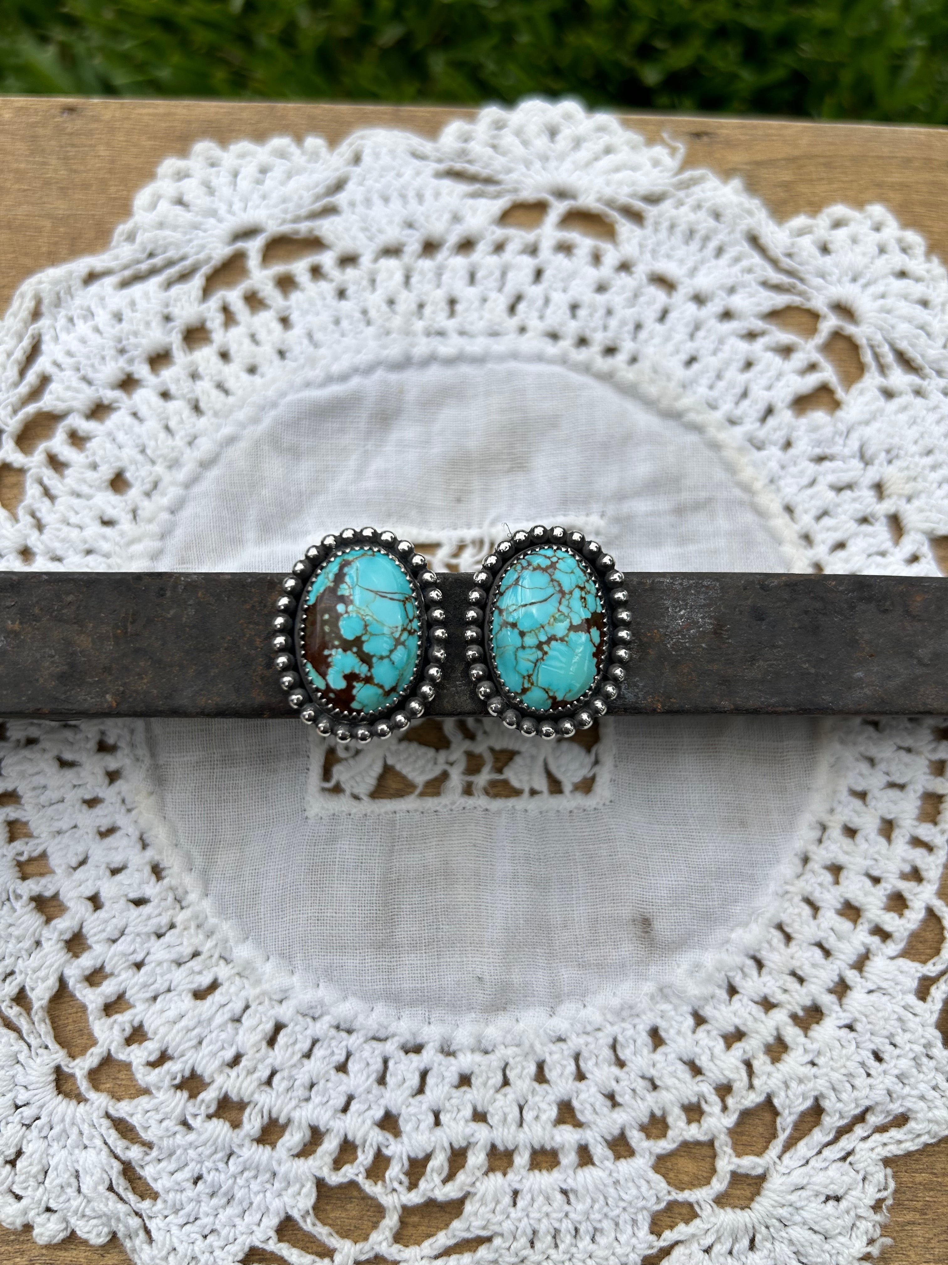 Number 8 Turquoise Oval Earrings