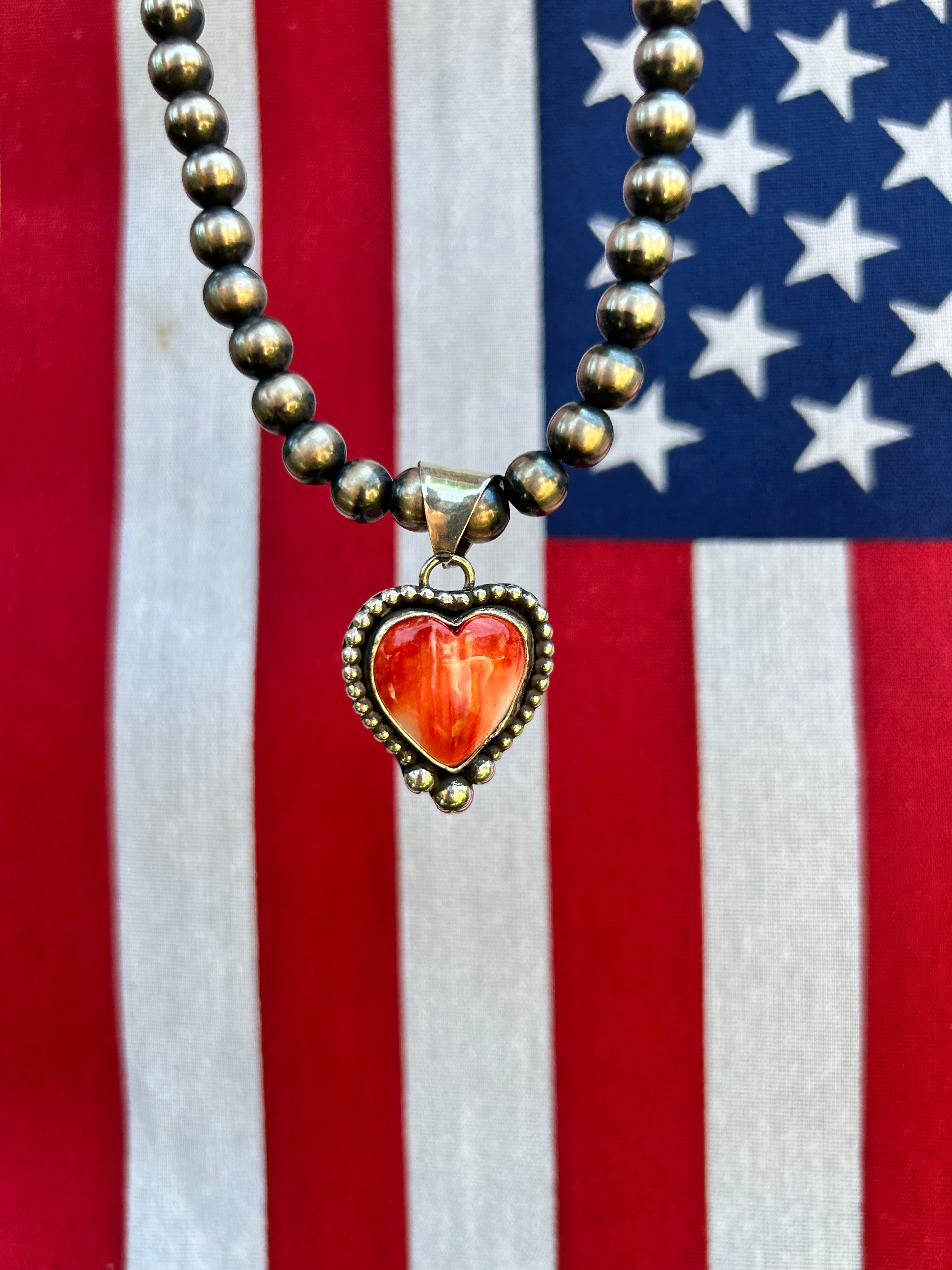Red Spiny Oyster Heart Pendant