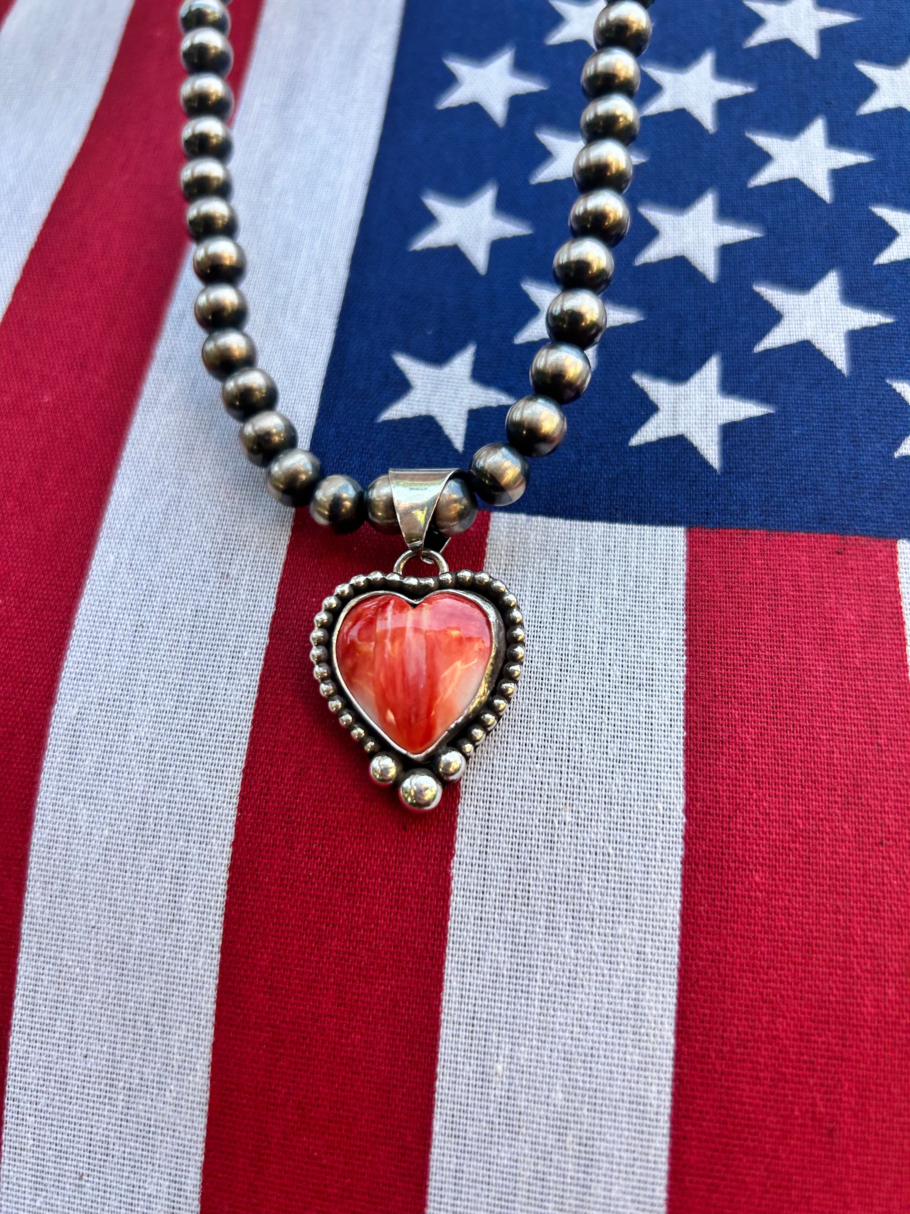 Red Spiny Oyster Heart Pendant