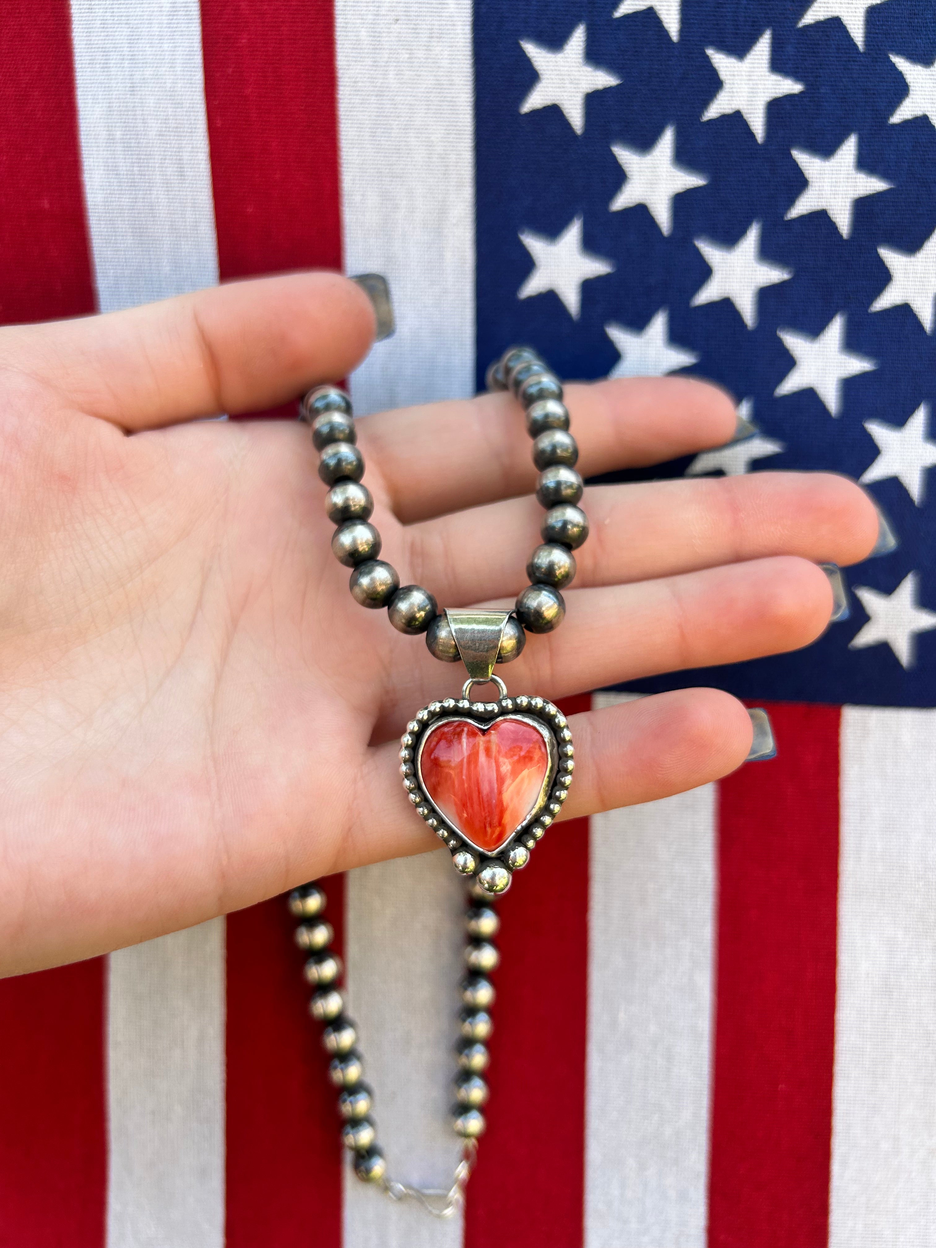 Red Spiny Oyster Heart Pendant